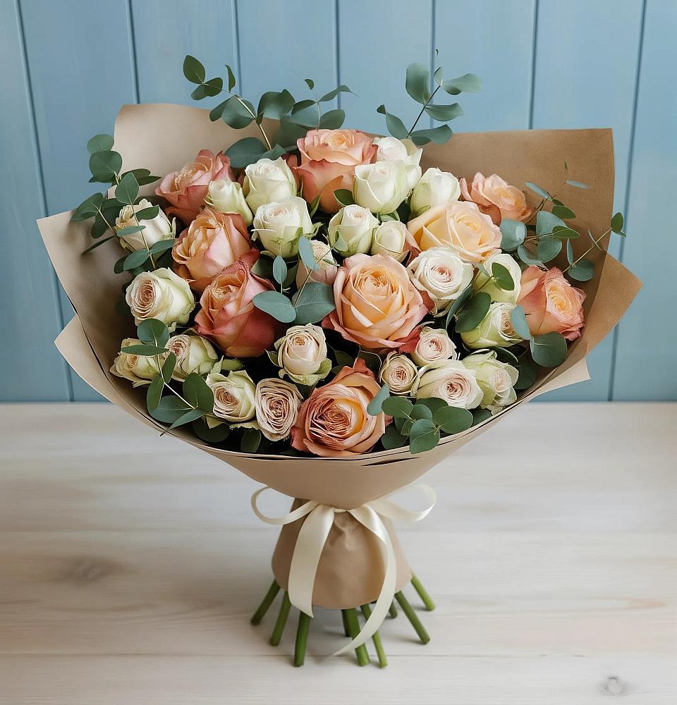 Букет цветов из: Альстромерии и Розы в Космодемьянский