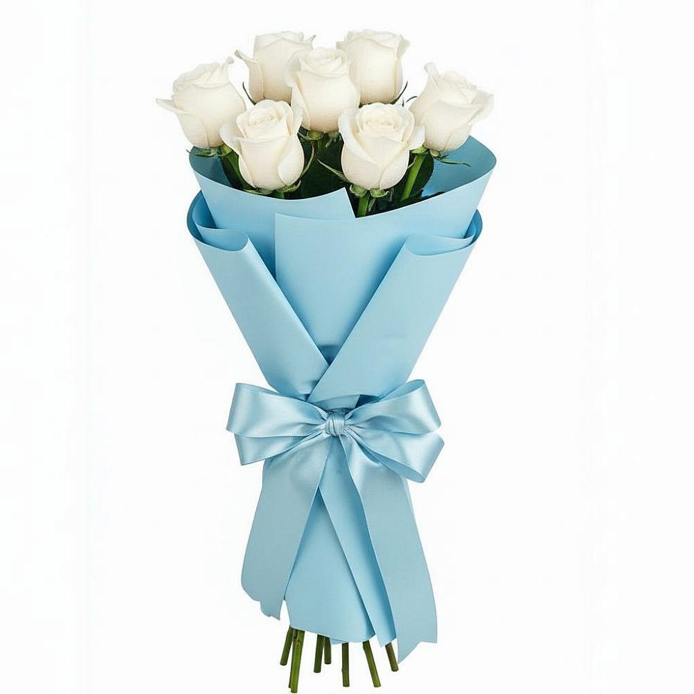 Букет 7 белых роз Проуд в Космодемьянский