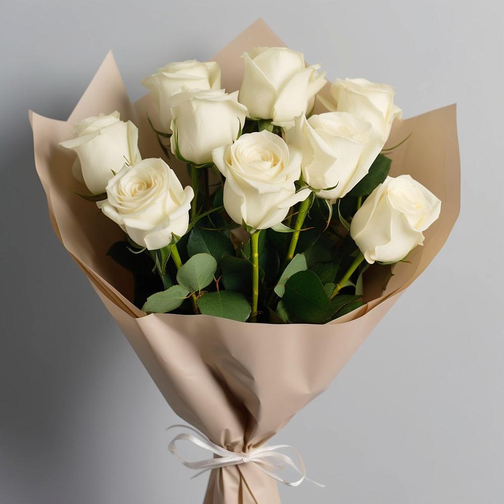 Букет 9 Белых роз Эдлесс Лав в Космодемьянский