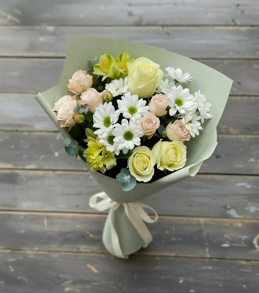 Букет цветов из: Альстромерии, Розы и Хризантемы в Космодемьянский