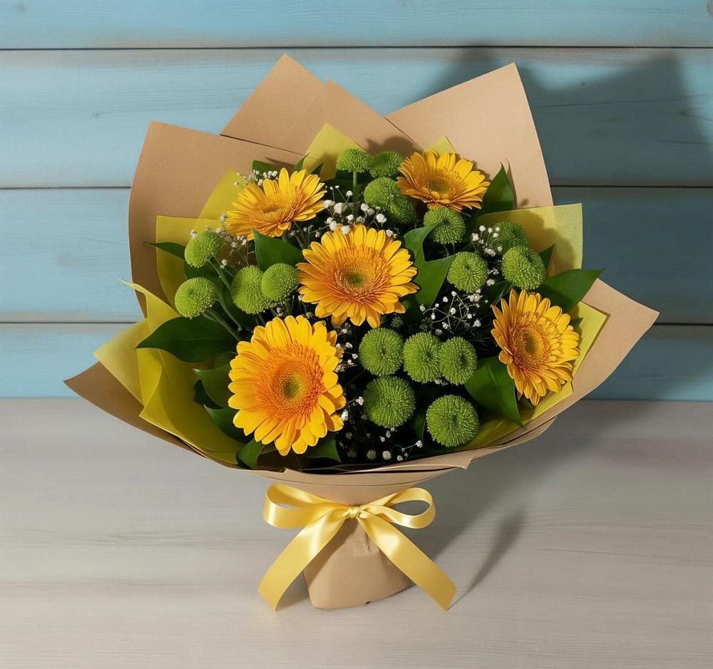 Букет цветов из: Герберы и Хризантемы в Космодемьянский