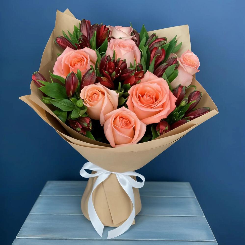 Букет цветов из: Розы и Альстромерии в Космодемьянский