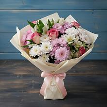 Букет цветов из:  Хризантемы, Альстромерии и Розы в Космодемьянский