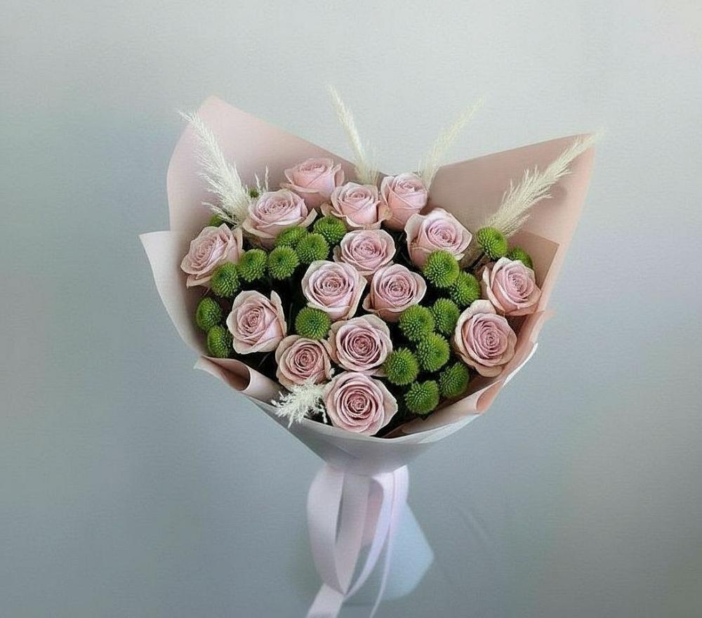 Букет цветов из: Розы и Хризантемы в Космодемьянский