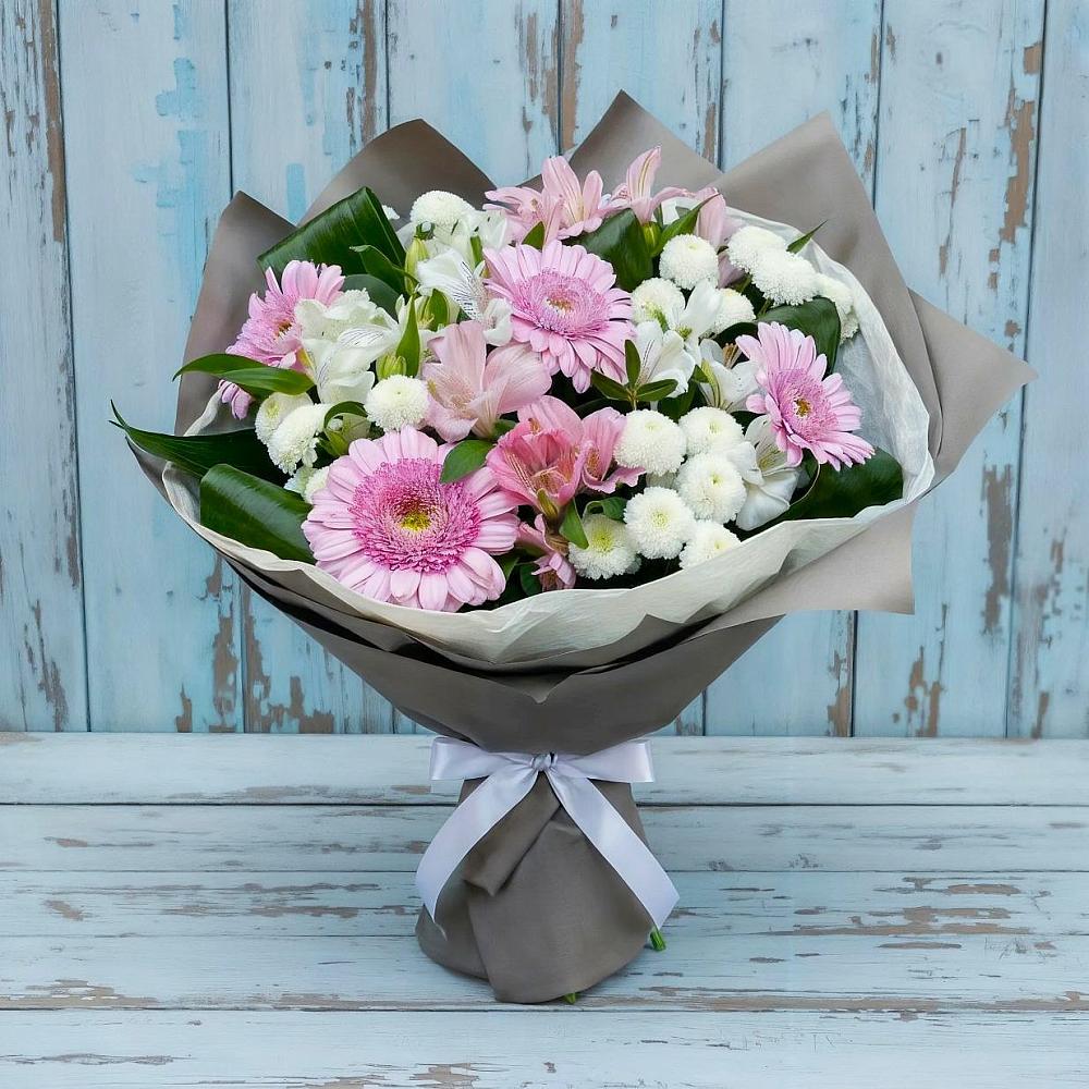 Букет цветов из: Герберы, Альстромерии и Хризантемы в Космодемьянский