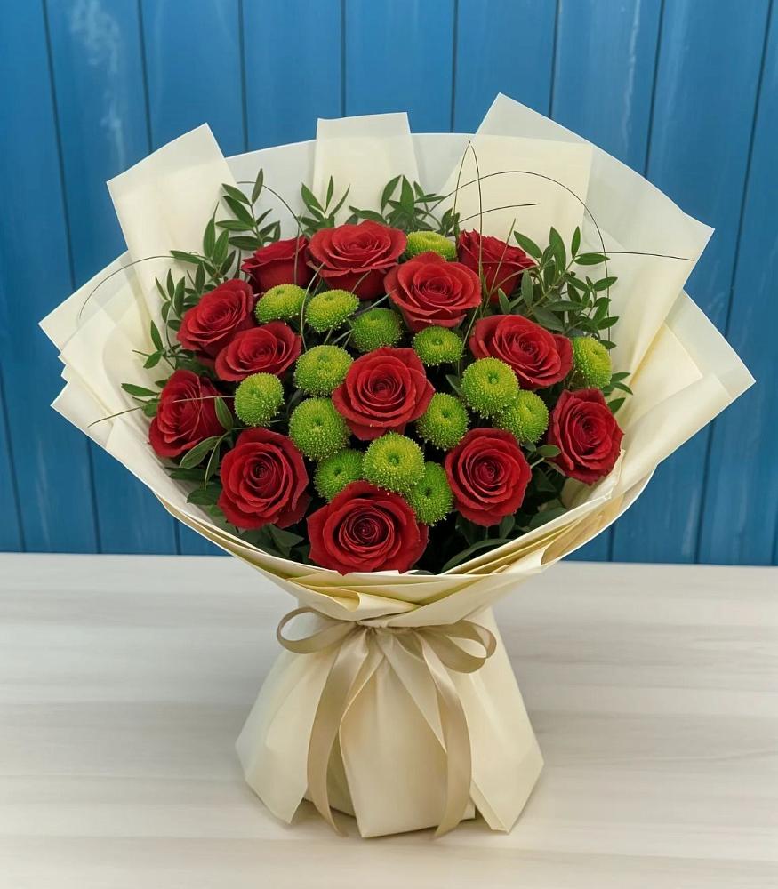 Букет цветов из: Розы и Хризантемы в Космодемьянский