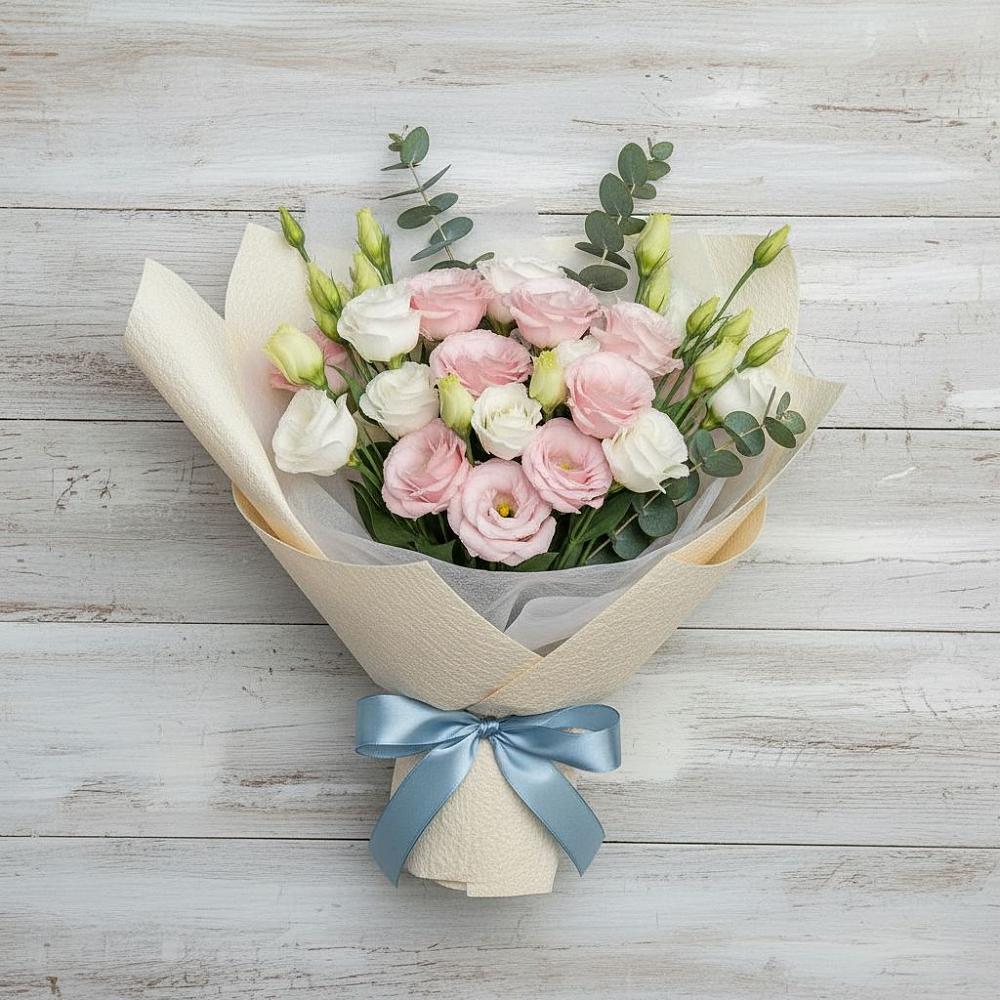 Букет цветов из: Лизиантусы в Космодемьянский